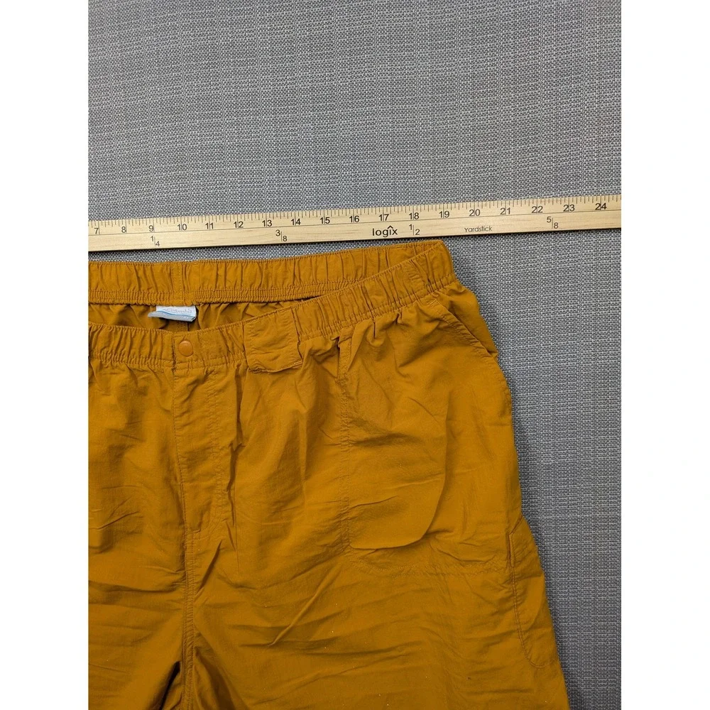 Columbia Cargo Shorts Mens 3XL Yellow Nylon Elastic Waist 6 Inseam Quick Dry
